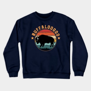 Lucky Buffalo Buffalooooo Retro Sunset Nature Wildlife Crewneck Sweatshirt